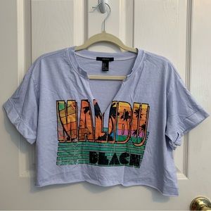 Malibu Beach Blue Crop Top Shirt